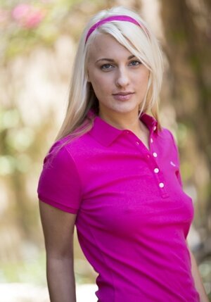 Sweet blonde Hailey Holiday comes home and besides also sits down nude and besides also spreads legs