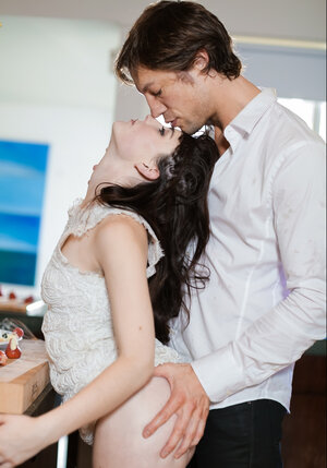 Small kitten gives head lover's giant fuck pole and additionally gets her fuck hole stretched with it