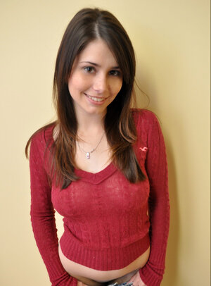 Adorable brunette lassie has no shame running into her tempting teenage curves