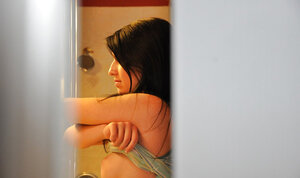 Brünett, Ausziehen, Voyeur