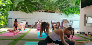 Flexibel, Lesbisch, Unter freiem Himmel, Pornostar, Yoga-Hose