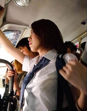 Arisa Suzuki's unshaved cum bucket is exposed during a wild public gang-fuck
