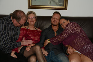 Aged and besides fat non-professional granny has a explicit foursome with a younger mature couple