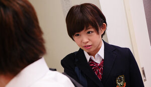 Slutty Asiatic schoolgirl Kaho Miyazaki gives a fellatio in class