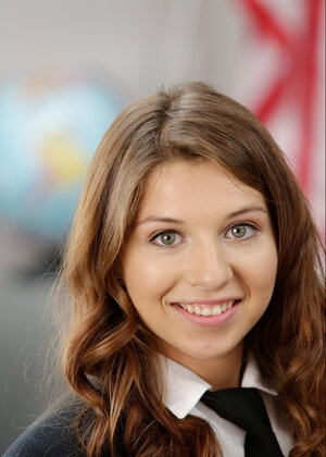 Nice-looking brunette college girl Ariana Grand additionally shows off boobs and additionally cunt in class in a short skirt