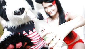 Skinny tiny-tit brunette gets drunk and plus strips slow