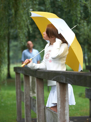 Depressed youthful broad is comforted and fucked by a dirty mature dude