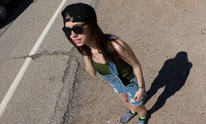 Brunettes, Habillé, Lunettes, Dehors, Jeunettes