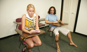 Cheerleader girl Vanessa Cage jerks this creep off
