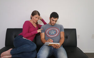 Kitty Quinn gives her bigcocked stepson a utterly personal and moreover eager hand moreoverjob