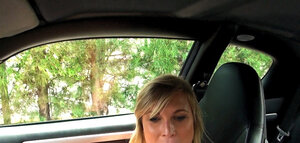 Chick with a utterly seductive face gives blowjob fuck tool in a public setting