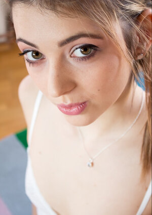 Tera Link gently uncovers her petite breasts and inviting shaved honey pot for the camera